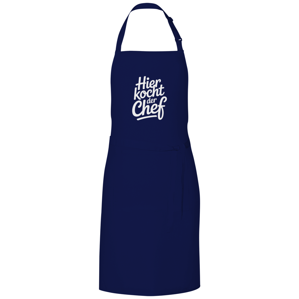 Grillschürze „Hier kocht der Chef“ – Weiße Schrift | Lustige Koch- & Grill-Schürze