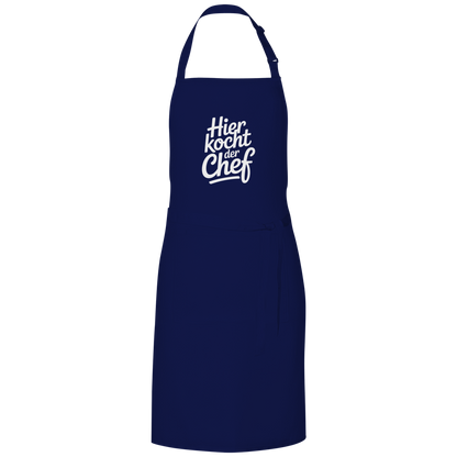 Grillschürze „Hier kocht der Chef“ – Weiße Schrift | Lustige Koch- & Grill-Schürze