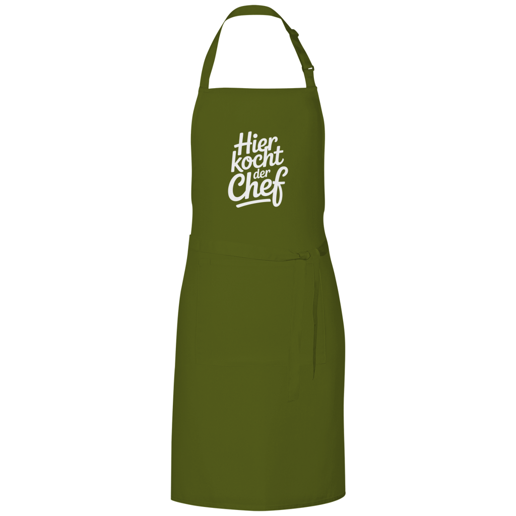 Grillschürze „Hier kocht der Chef“ – Weiße Schrift | Lustige Koch- & Grill-Schürze