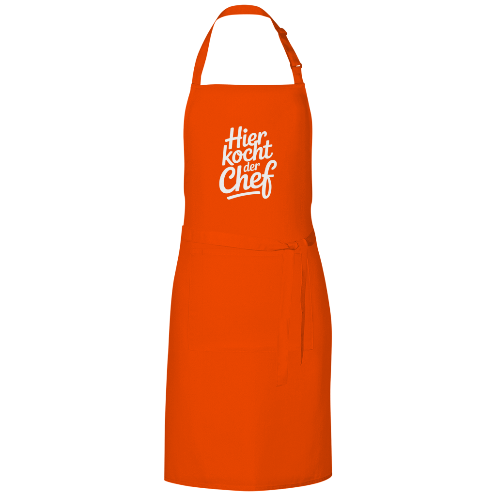Grillschürze „Hier kocht der Chef“ – Weiße Schrift | Lustige Koch- & Grill-Schürze