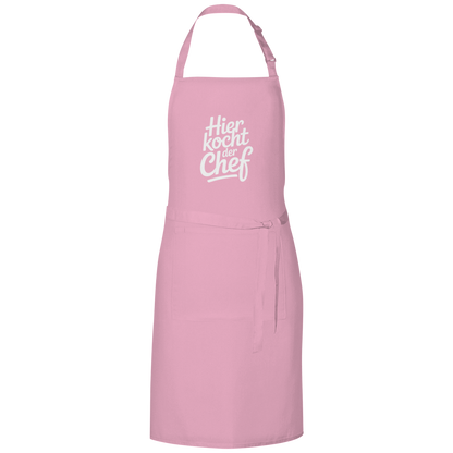 Grillschürze „Hier kocht der Chef“ – Weiße Schrift | Lustige Koch- & Grill-Schürze