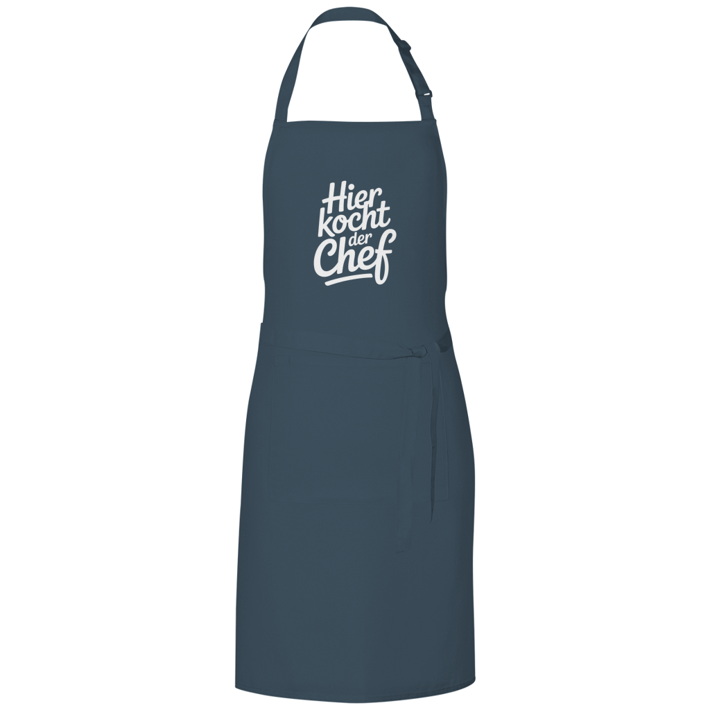 Grillschürze „Hier kocht der Chef“ – Weiße Schrift | Lustige Koch- & Grill-Schürze