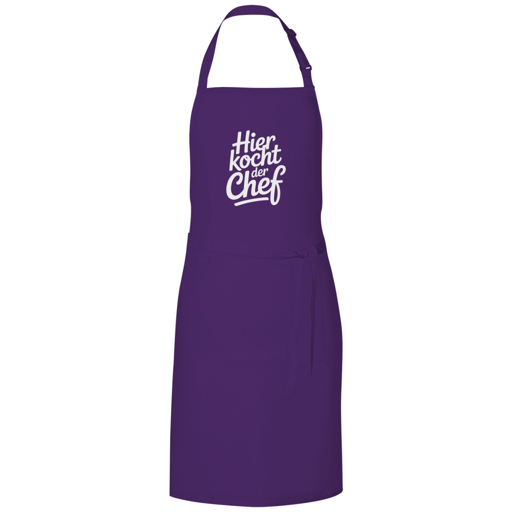 Grillschürze „Hier kocht der Chef“ – Weiße Schrift | Lustige Koch- & Grill-Schürze