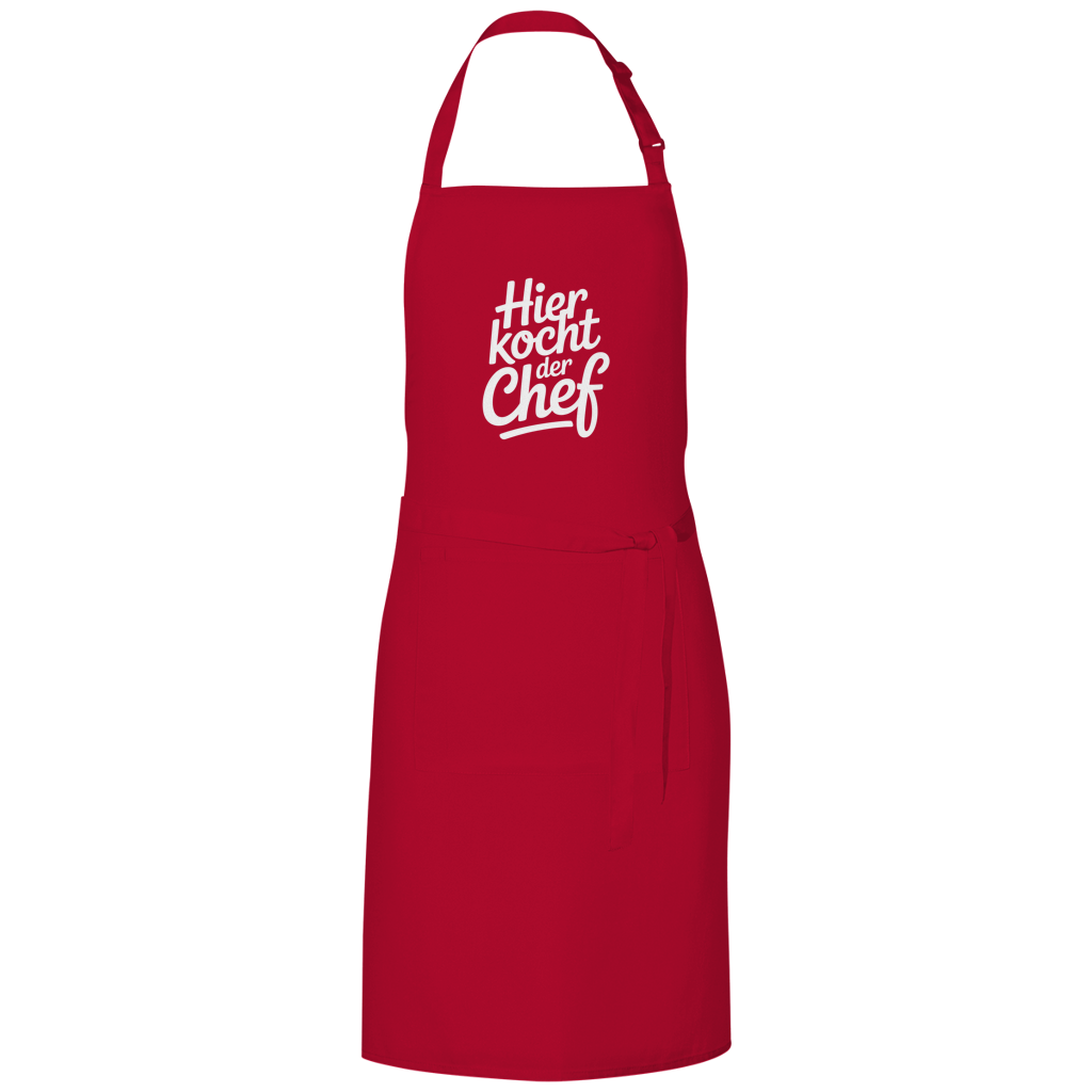 Grillschürze „Hier kocht der Chef“ – Weiße Schrift | Lustige Koch- & Grill-Schürze