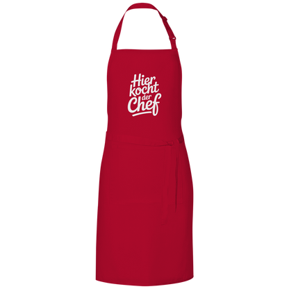 Grillschürze „Hier kocht der Chef“ – Weiße Schrift | Lustige Koch- & Grill-Schürze