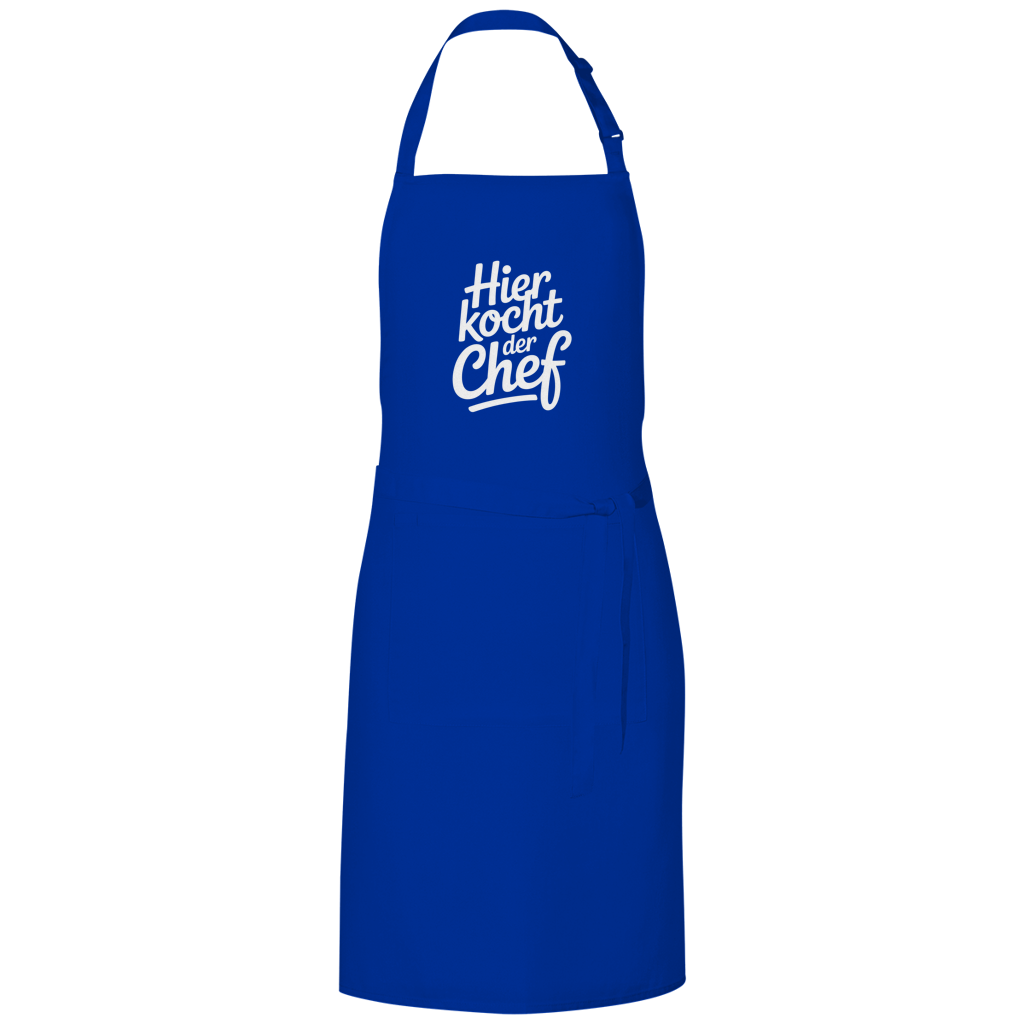 Grillschürze „Hier kocht der Chef“ – Weiße Schrift | Lustige Koch- & Grill-Schürze