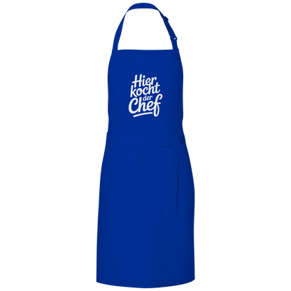 Grillschürze „Hier kocht der Chef“ – Weiße Schrift | Lustige Koch- & Grill-Schürze