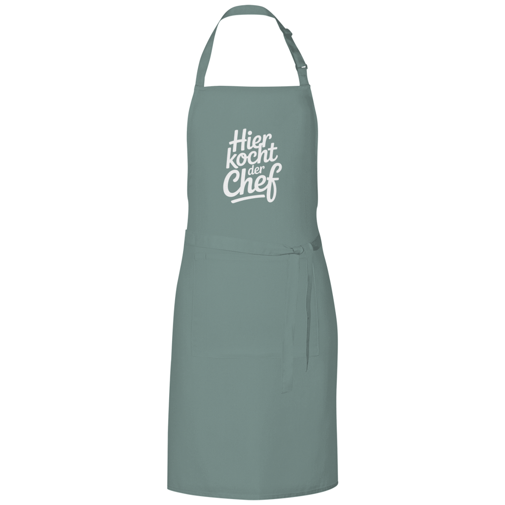Grillschürze „Hier kocht der Chef“ – Weiße Schrift | Lustige Koch- & Grill-Schürze