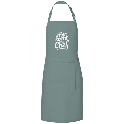 Grillschürze „Hier kocht der Chef“ – Weiße Schrift | Lustige Koch- & Grill-Schürze