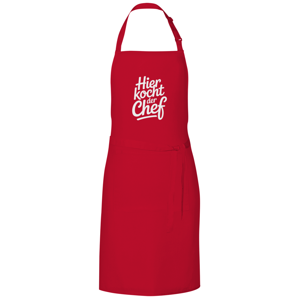 Grillschürze „Hier kocht der Chef“ – Weiße Schrift | Lustige Koch- & Grill-Schürze