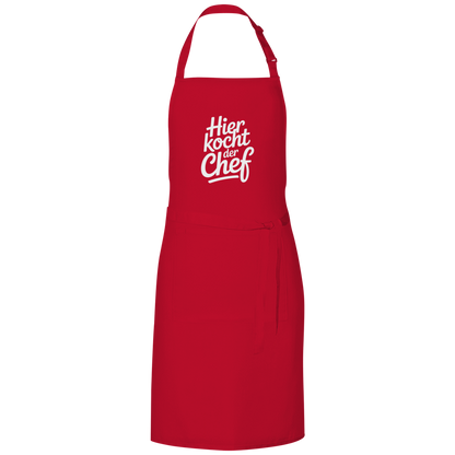 Grillschürze „Hier kocht der Chef“ – Weiße Schrift | Lustige Koch- & Grill-Schürze