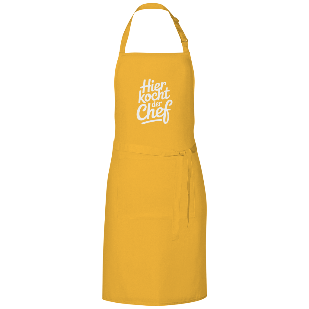 Grillschürze „Hier kocht der Chef“ – Weiße Schrift | Lustige Koch- & Grill-Schürze