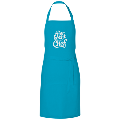 Grillschürze „Hier kocht der Chef“ – Weiße Schrift | Lustige Koch- & Grill-Schürze