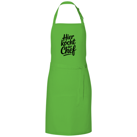 Grillschürze „Hier kocht der Chef“ – Schwarze Schrift | Lustige Koch- & BBQ-Schürze