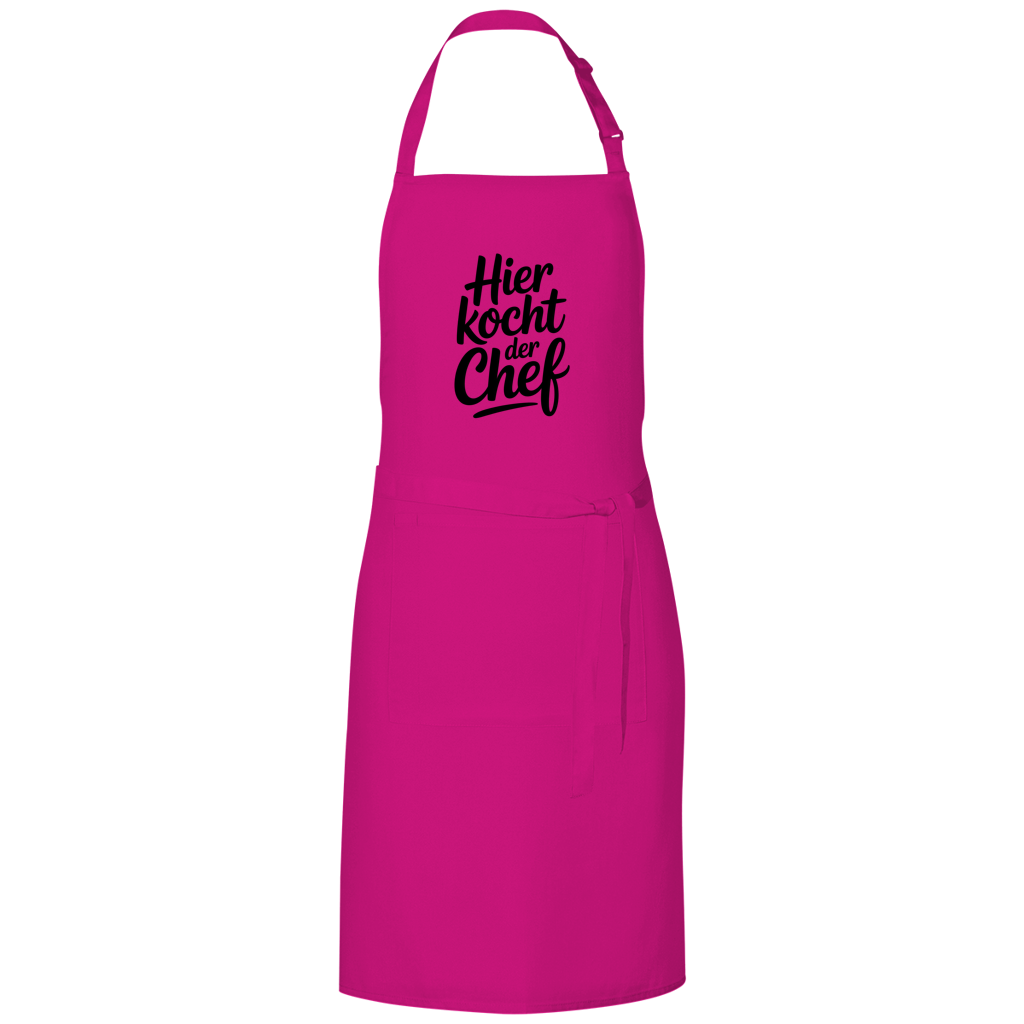Grillschürze „Hier kocht der Chef“ – Schwarze Schrift | Lustige Koch- & BBQ-Schürze