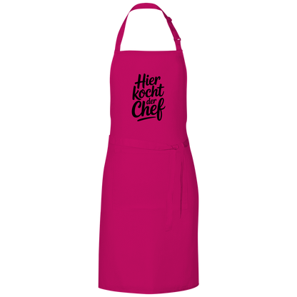 Grillschürze „Hier kocht der Chef“ – Schwarze Schrift | Lustige Koch- & BBQ-Schürze