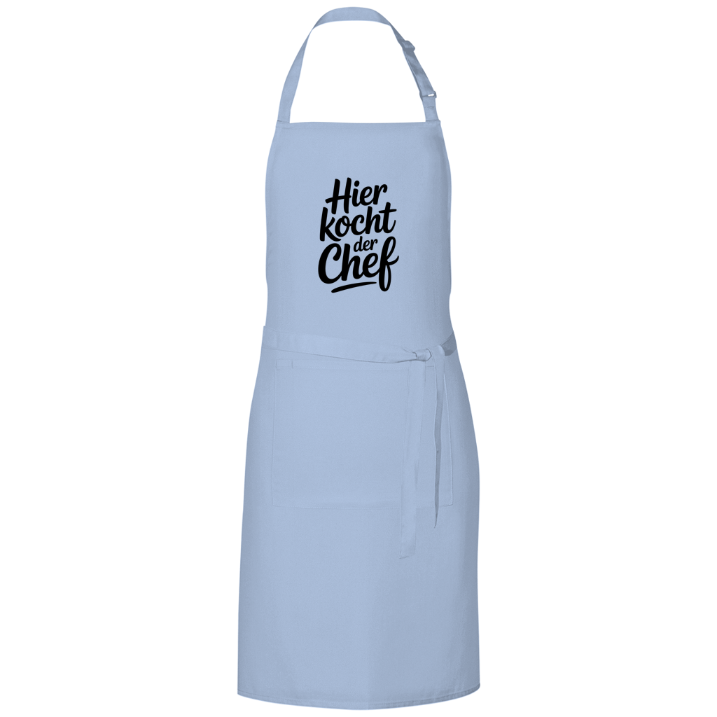 Grillschürze „Hier kocht der Chef“ – Schwarze Schrift | Lustige Koch- & BBQ-Schürze