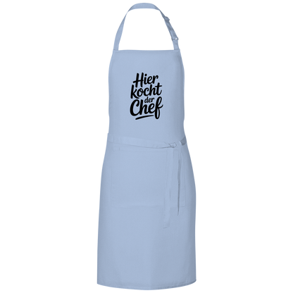 Grillschürze „Hier kocht der Chef“ – Schwarze Schrift | Lustige Koch- & BBQ-Schürze
