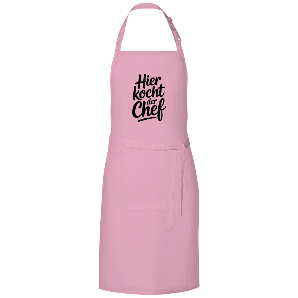 Grillschürze „Hier kocht der Chef“ – Schwarze Schrift | Lustige Koch- & BBQ-Schürze