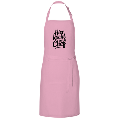 Grillschürze „Hier kocht der Chef“ – Schwarze Schrift | Lustige Koch- & BBQ-Schürze