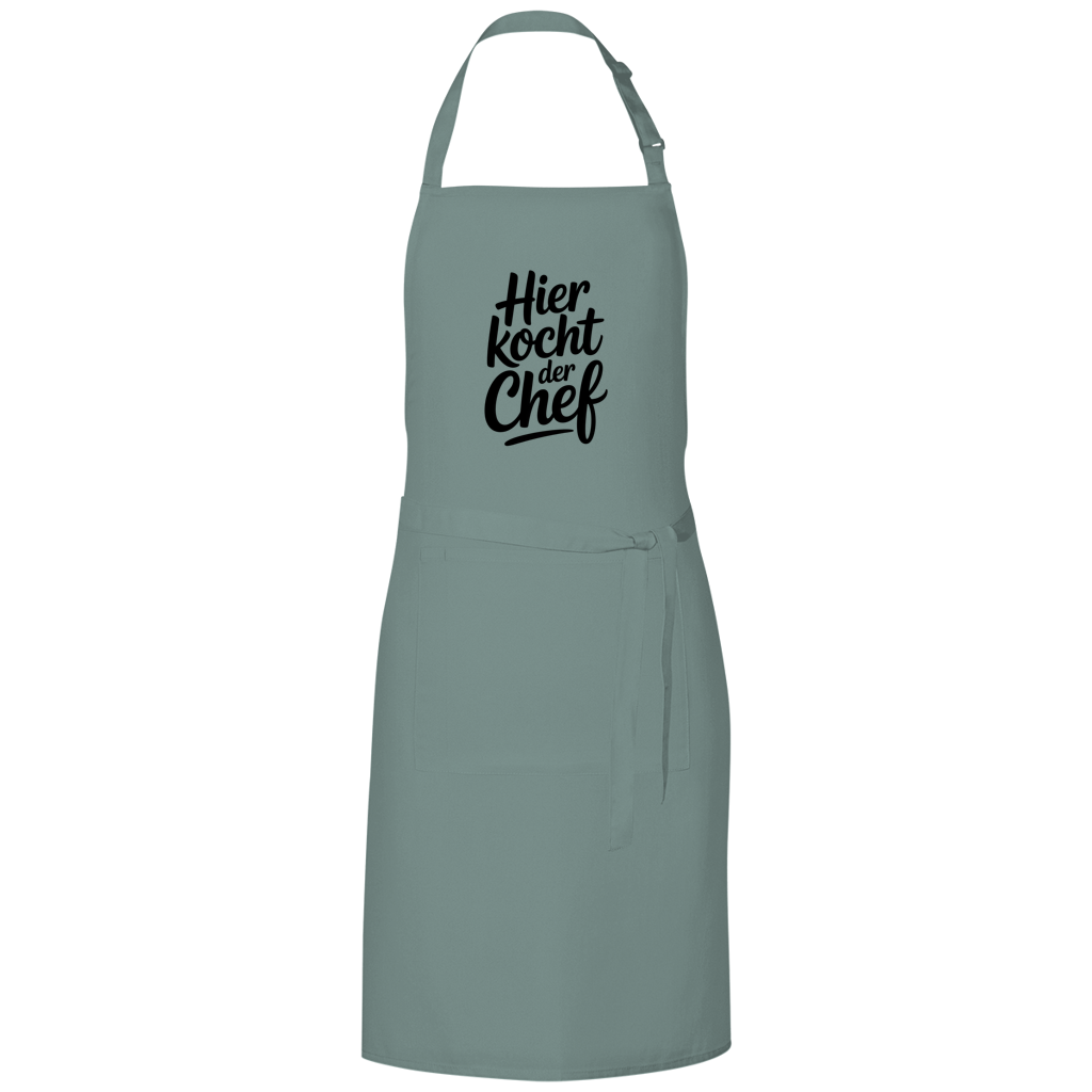 Grillschürze „Hier kocht der Chef“ – Schwarze Schrift | Lustige Koch- & BBQ-Schürze