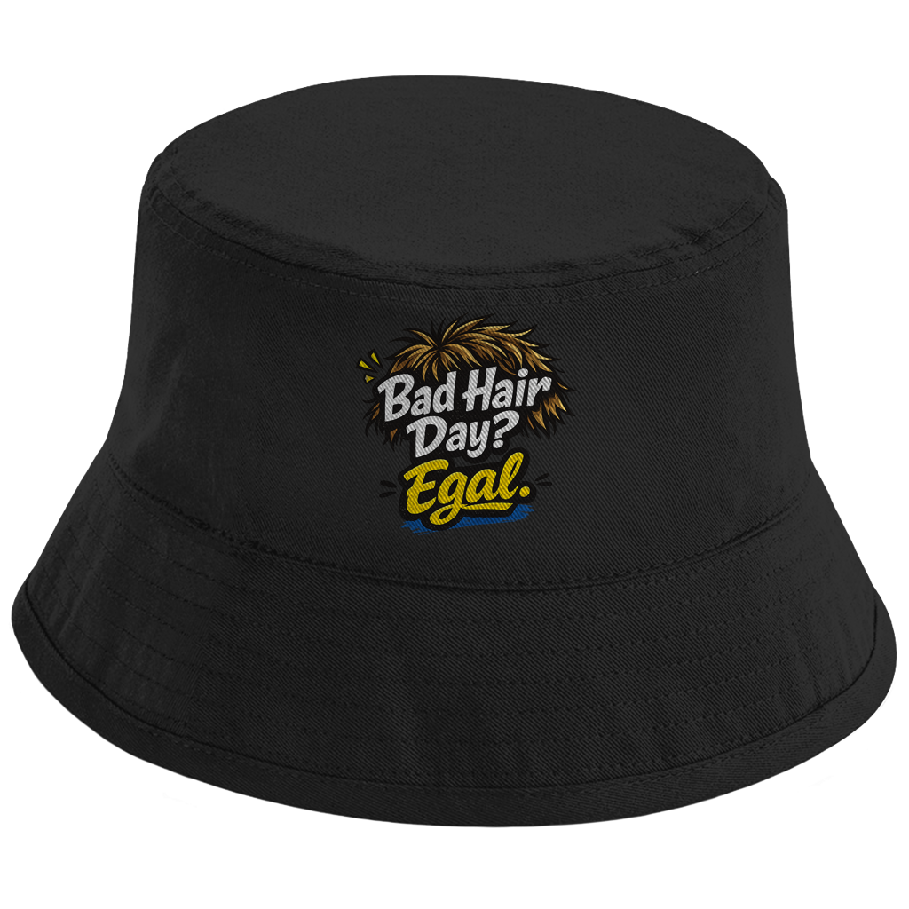 Fischerhut Bucket Hat „Bad Hair Day? Egal.“ – Stylischer Streetwear Hut