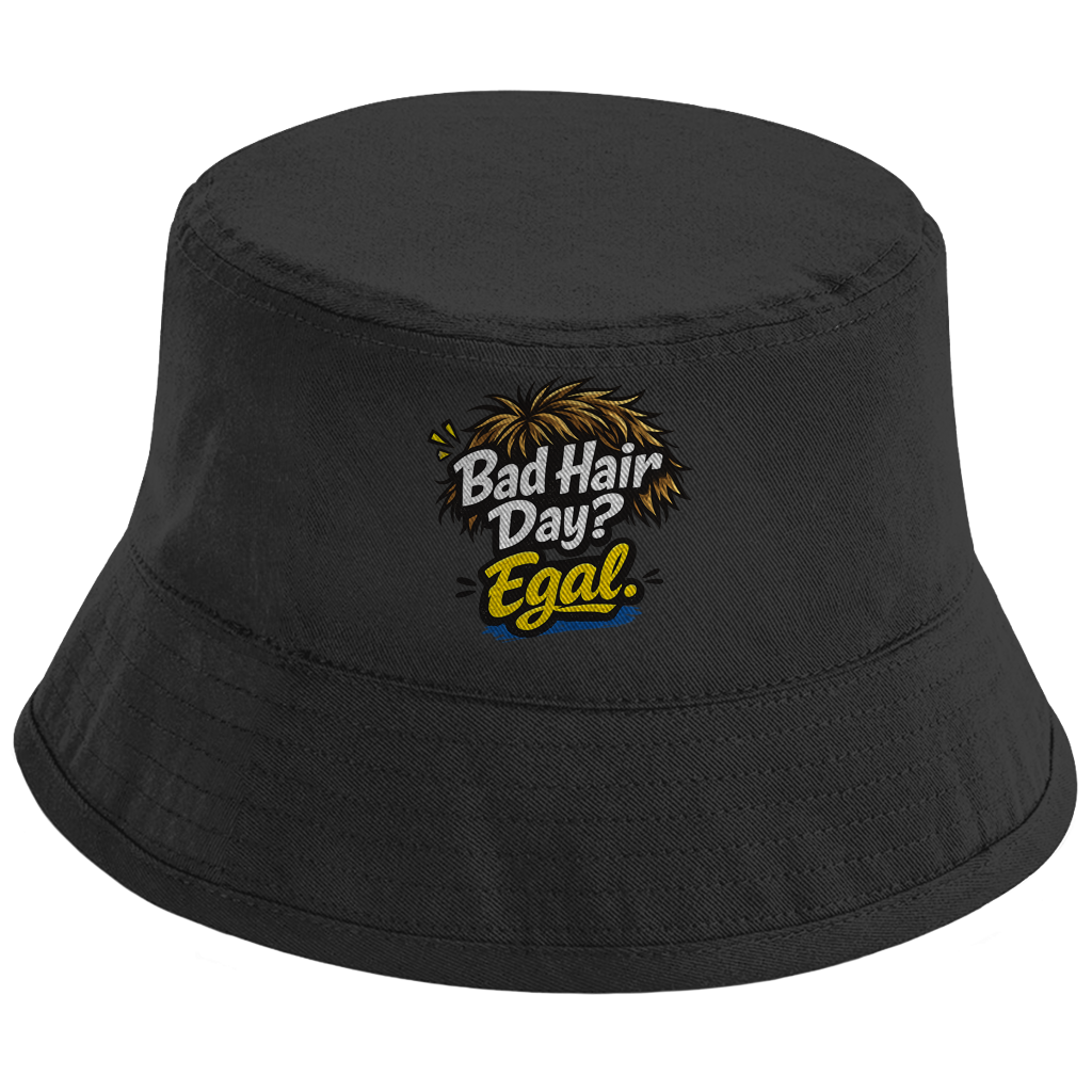 Fischerhut Bucket Hat „Bad Hair Day? Egal.“ – Stylischer Streetwear Hut