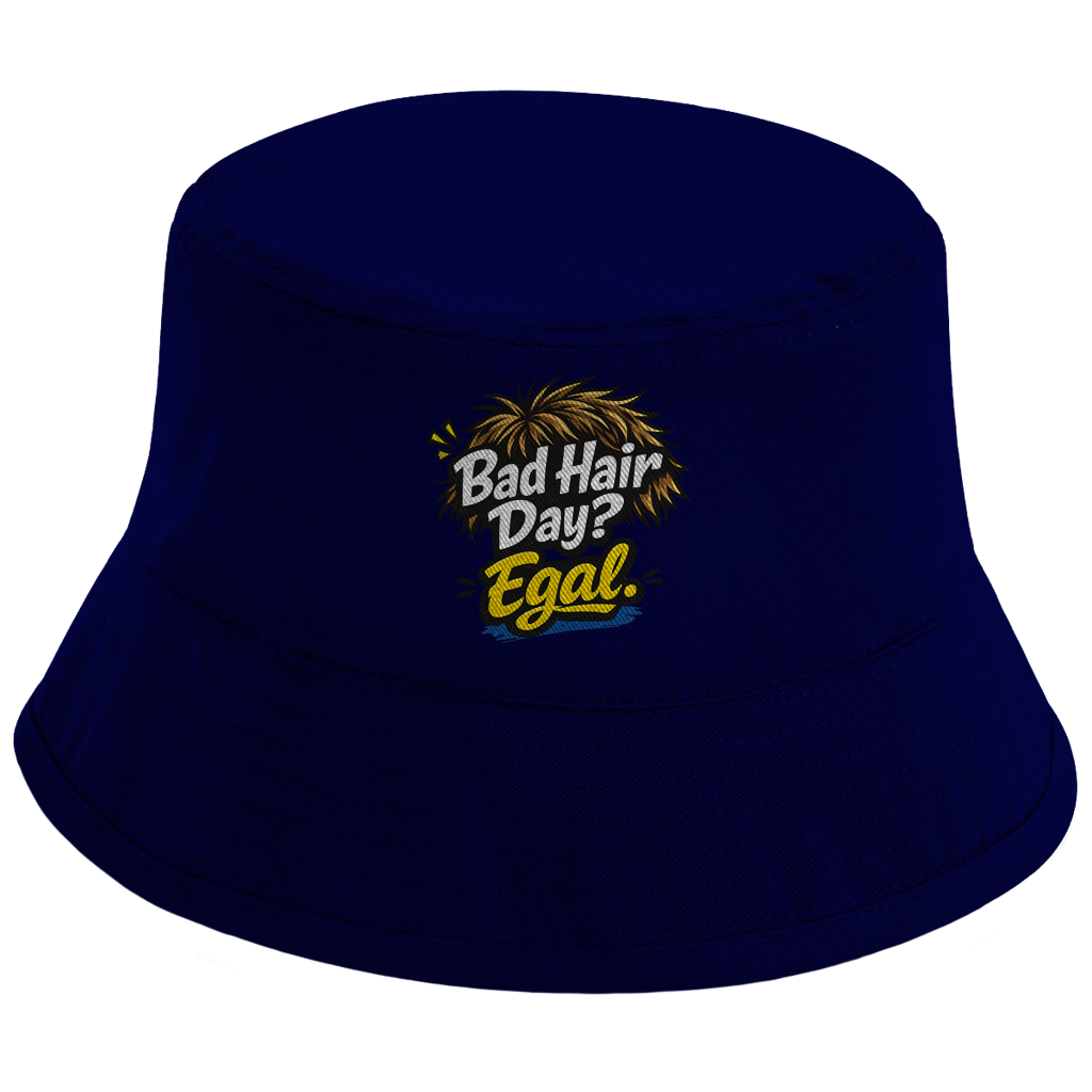 Fischerhut Bucket Hat „Bad Hair Day? Egal.“ – Stylischer Streetwear Hut