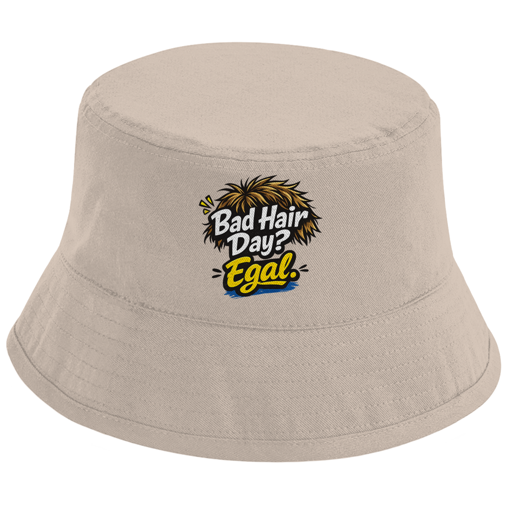 Fischerhut Bucket Hat „Bad Hair Day? Egal.“ – Stylischer Streetwear Hut