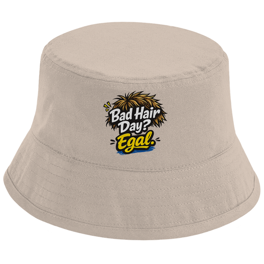 Fischerhut Bucket Hat „Bad Hair Day? Egal.“ – Stylischer Streetwear Hut