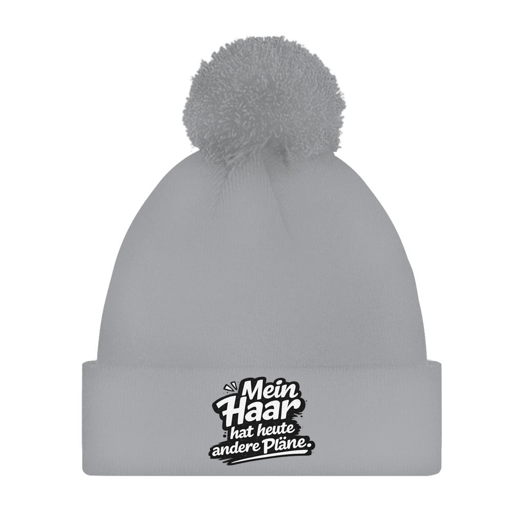 Bommelmütze „Mein Haar hat heute andere Pläne“ – Unisex Wintermütze mit Statement