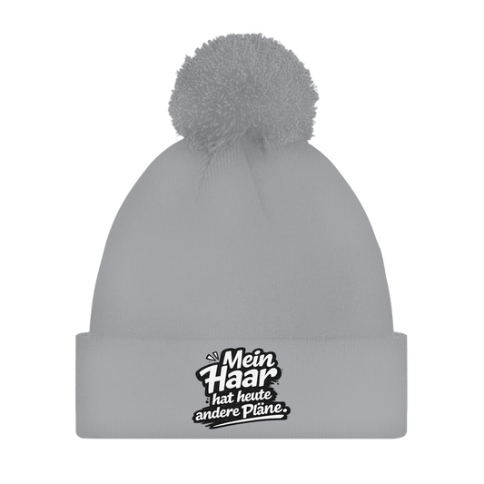 Bommelmütze „Mein Haar hat heute andere Pläne“ – Unisex Wintermütze mit Statement
