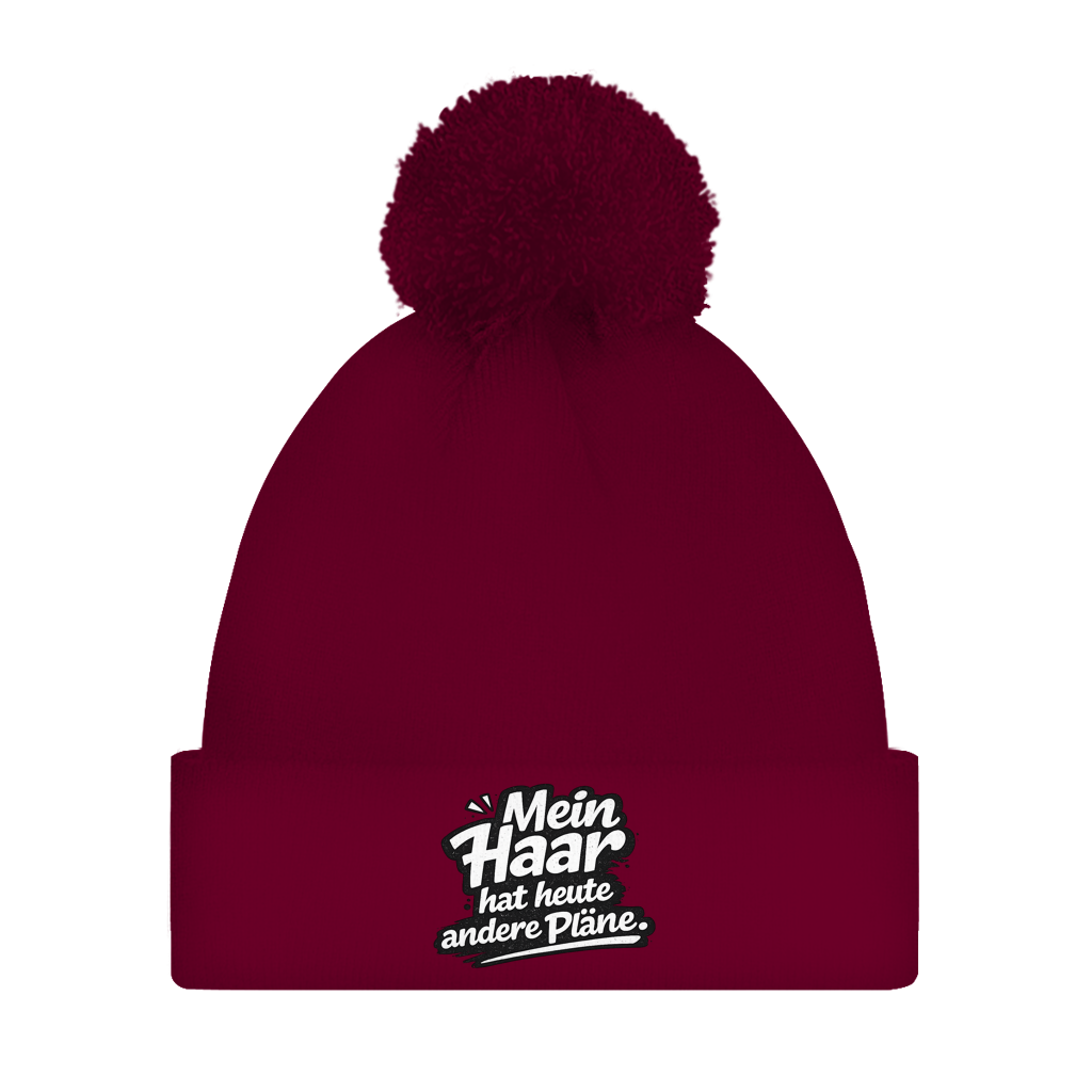 Bommelmütze „Mein Haar hat heute andere Pläne“ – Unisex Wintermütze mit Statement