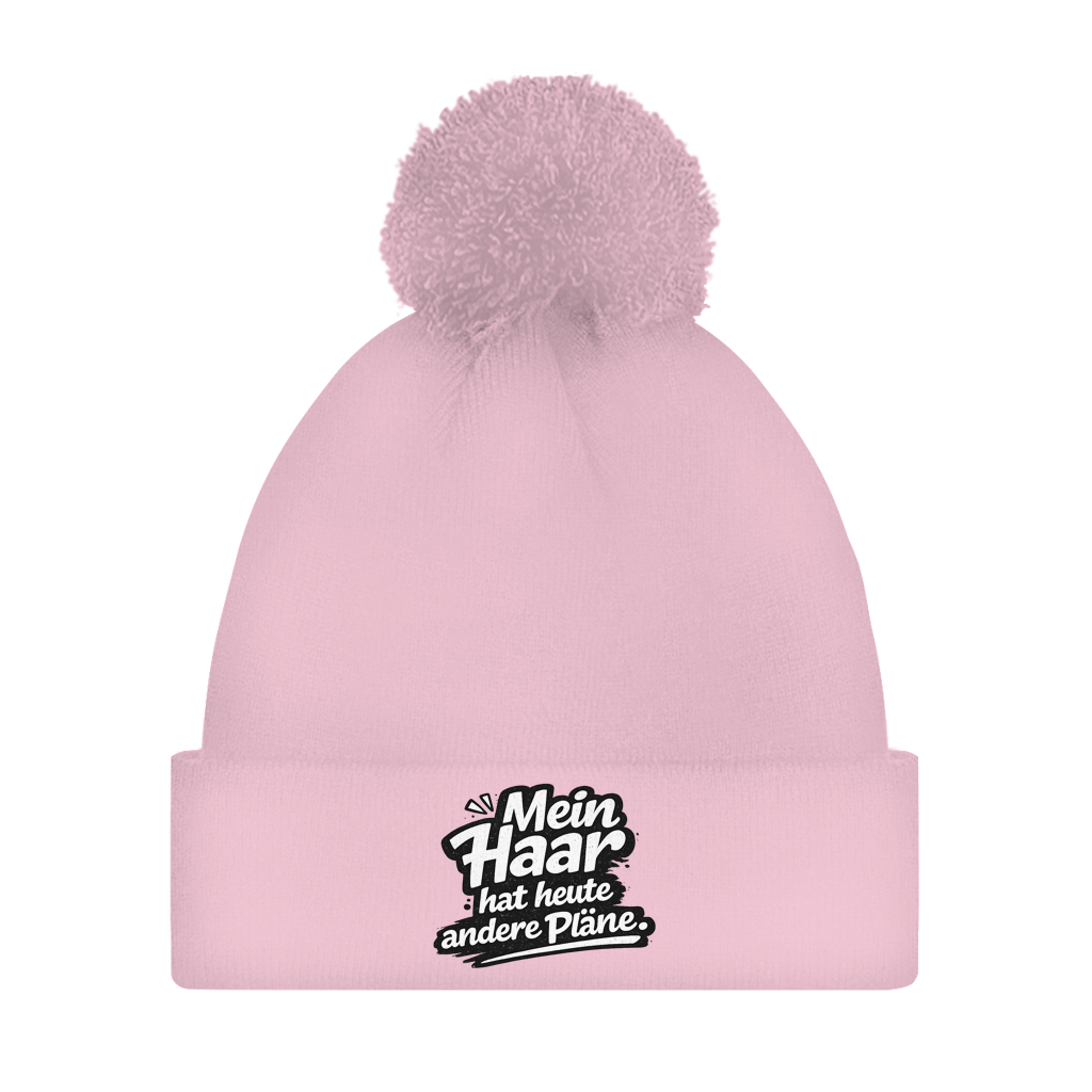 Bommelmütze „Mein Haar hat heute andere Pläne“ – Unisex Wintermütze mit Statement