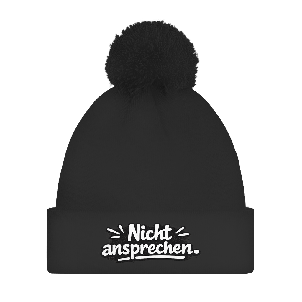 Bommelmütze „Nicht ansprechen“ – Unisex Wintermütze mit Statement