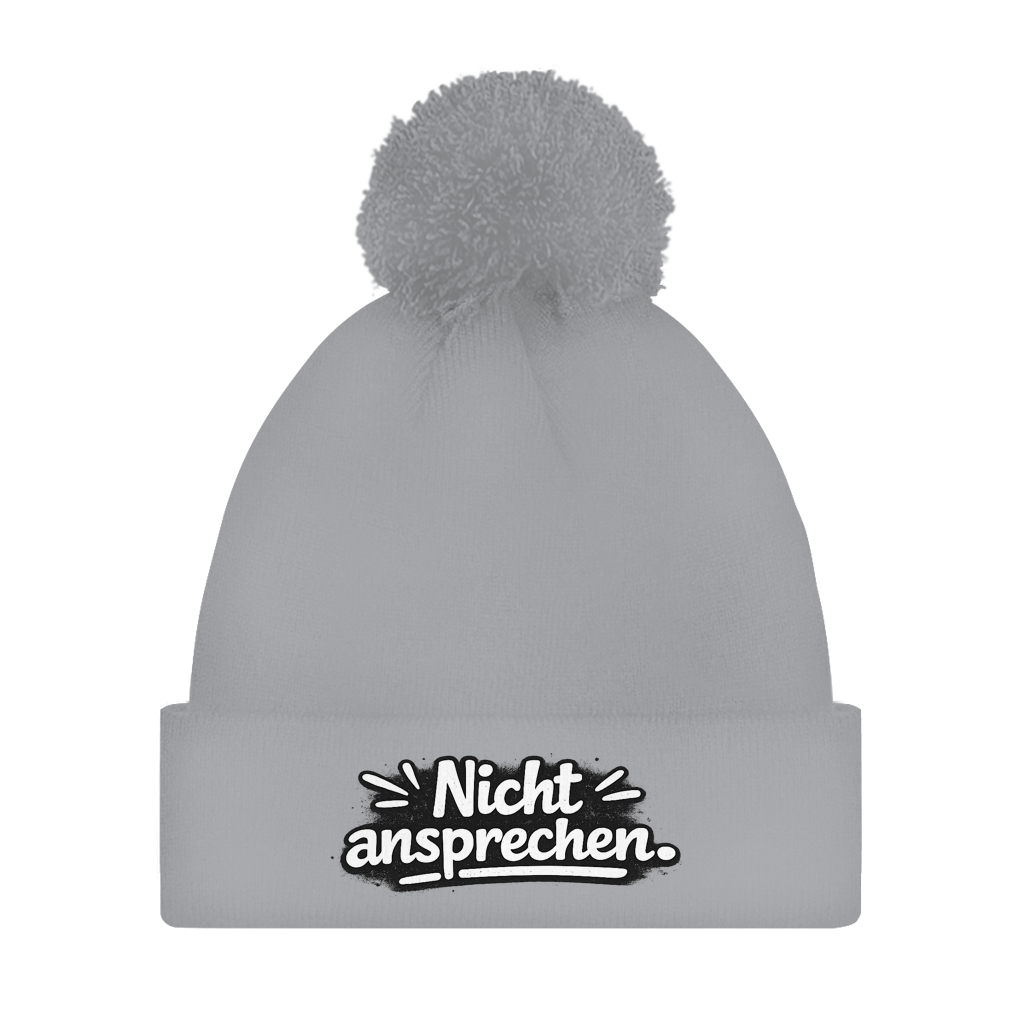Bommelmütze „Nicht ansprechen“ – Unisex Wintermütze mit Statement