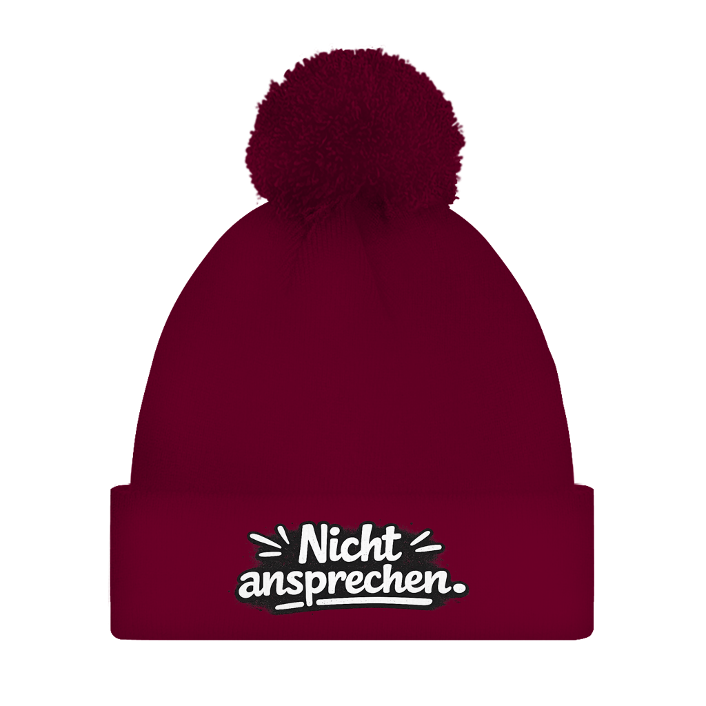 Bommelmütze „Nicht ansprechen“ – Unisex Wintermütze mit Statement