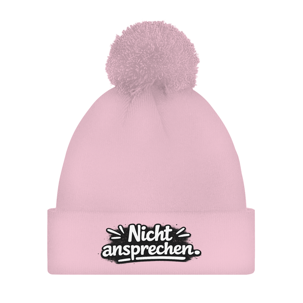 Bommelmütze „Nicht ansprechen“ – Unisex Wintermütze mit Statement