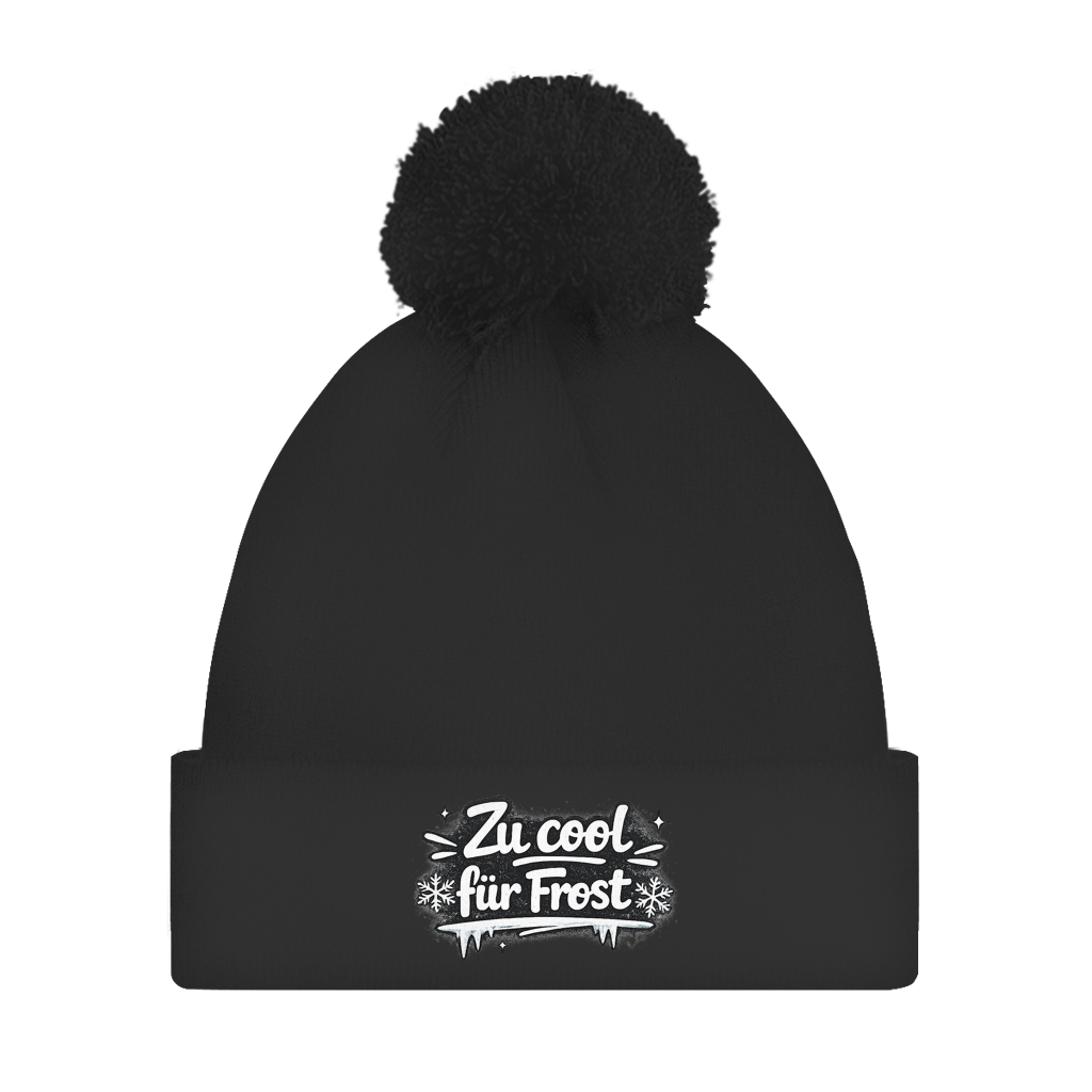 Bommelmütze „Zu cool für Frost“ – Unisex Wintermütze mit Statement