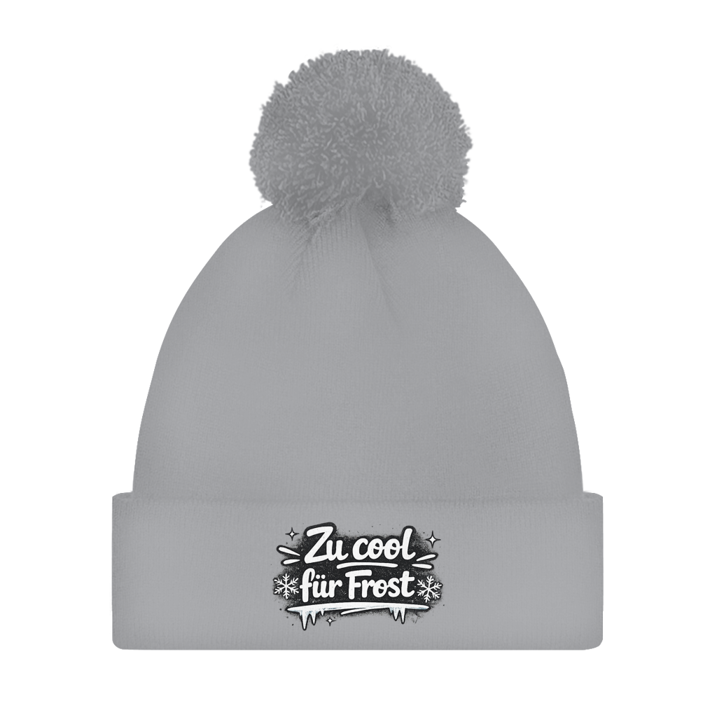Bommelmütze „Zu cool für Frost“ – Unisex Wintermütze mit Statement