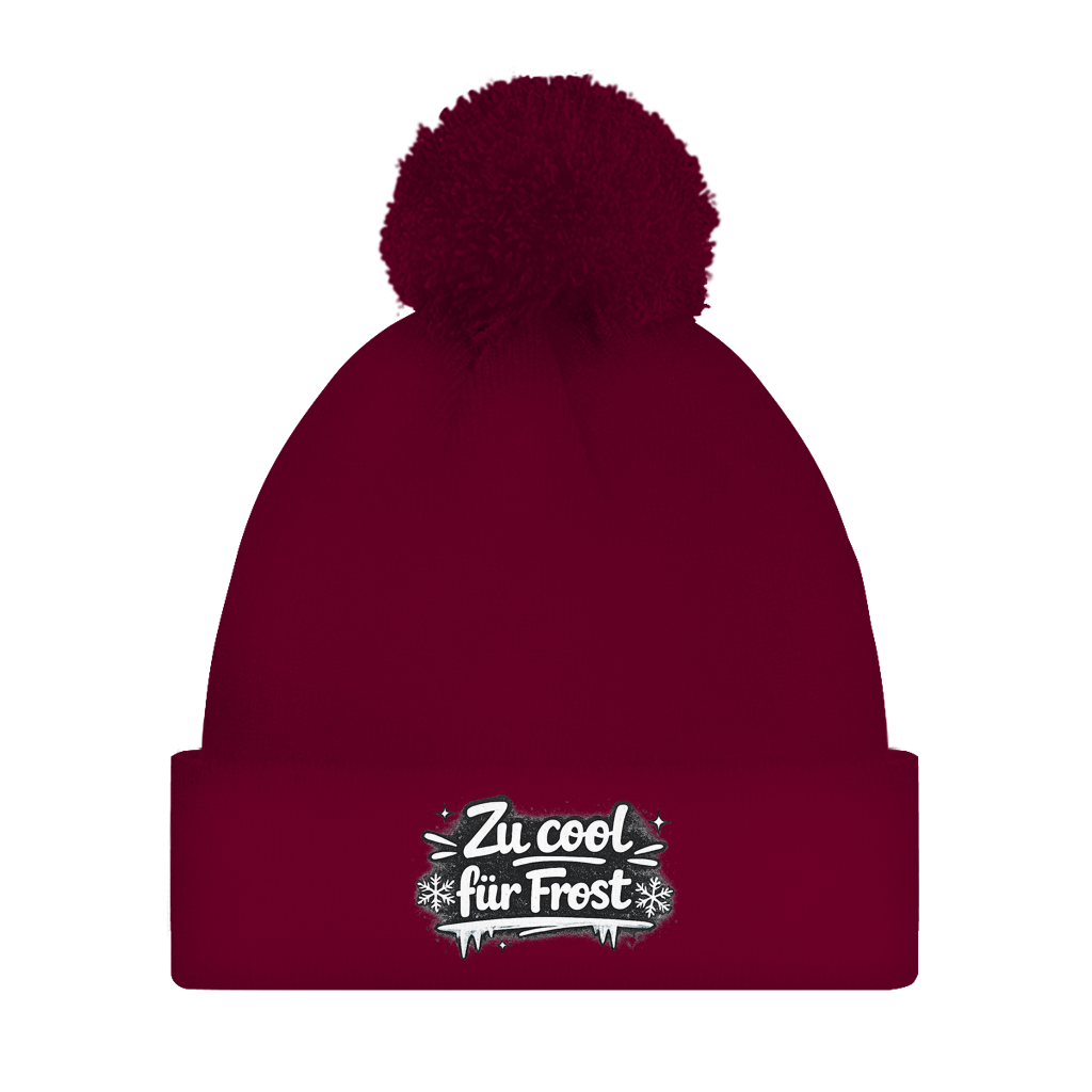 Bommelmütze „Zu cool für Frost“ – Unisex Wintermütze mit Statement