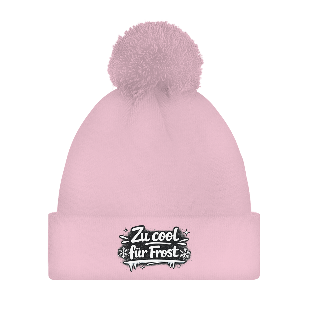 Bommelmütze „Zu cool für Frost“ – Unisex Wintermütze mit Statement