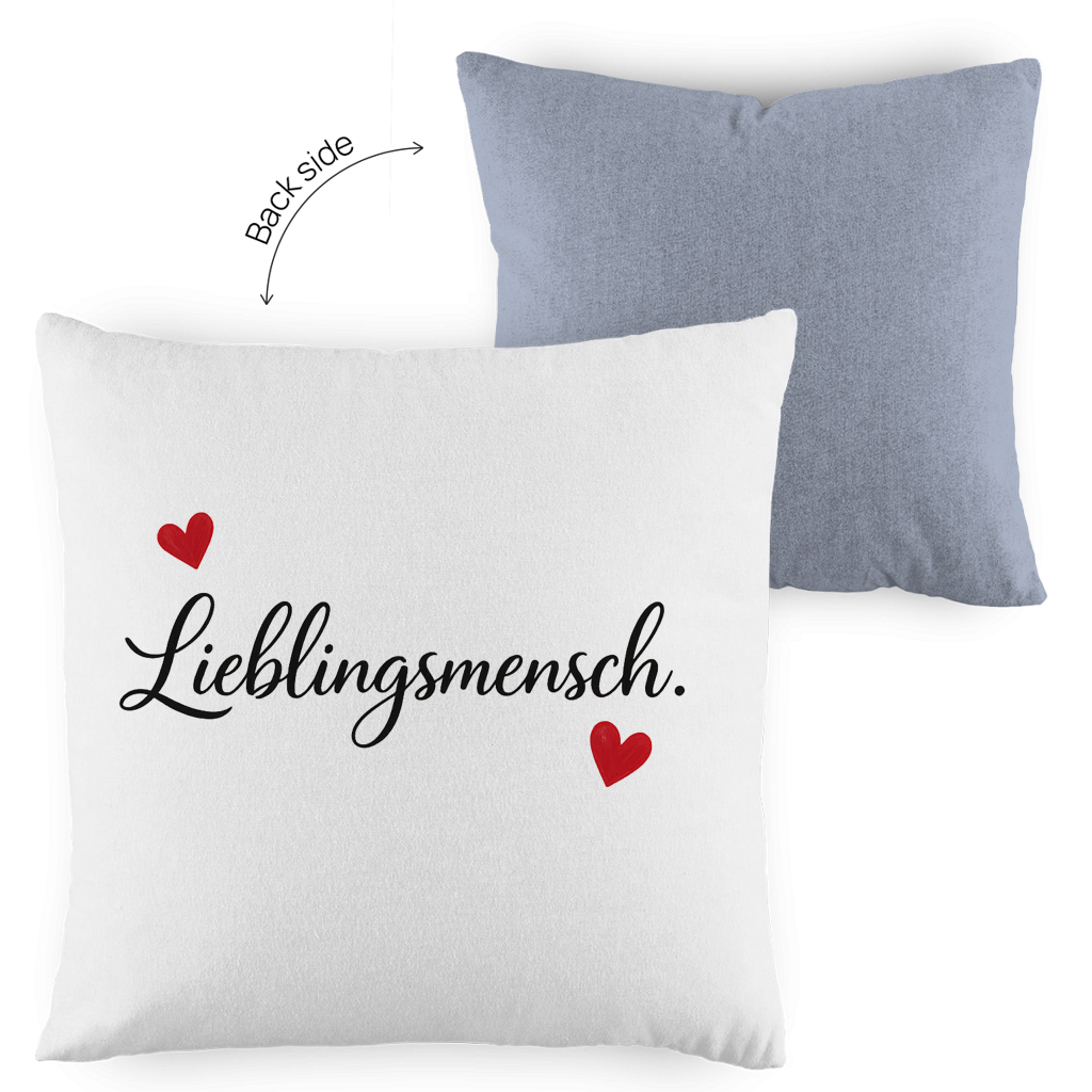 Kopfkissen zweifarbig „Lieblingsmensch“ – Romantisches Geschenk für Paare