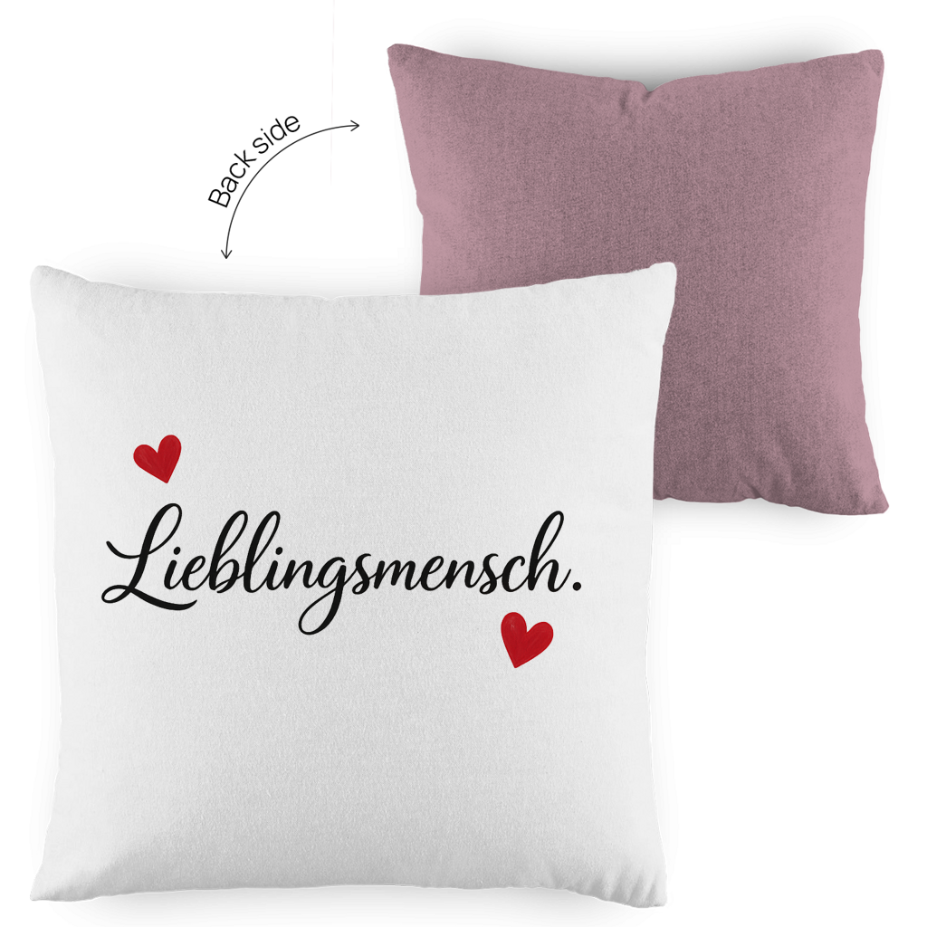Kopfkissen zweifarbig „Lieblingsmensch“ – Romantisches Geschenk für Paare