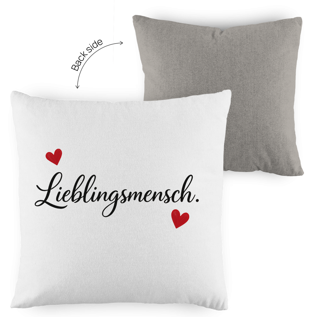 Kopfkissen zweifarbig „Lieblingsmensch“ – Romantisches Geschenk für Paare