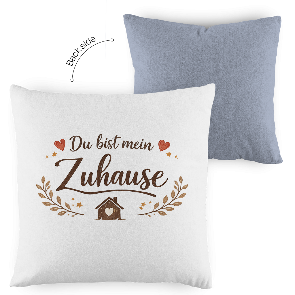 Kopfkissen zweifarbig „Du bist mein Zuhause“ – Romantisches Geschenk