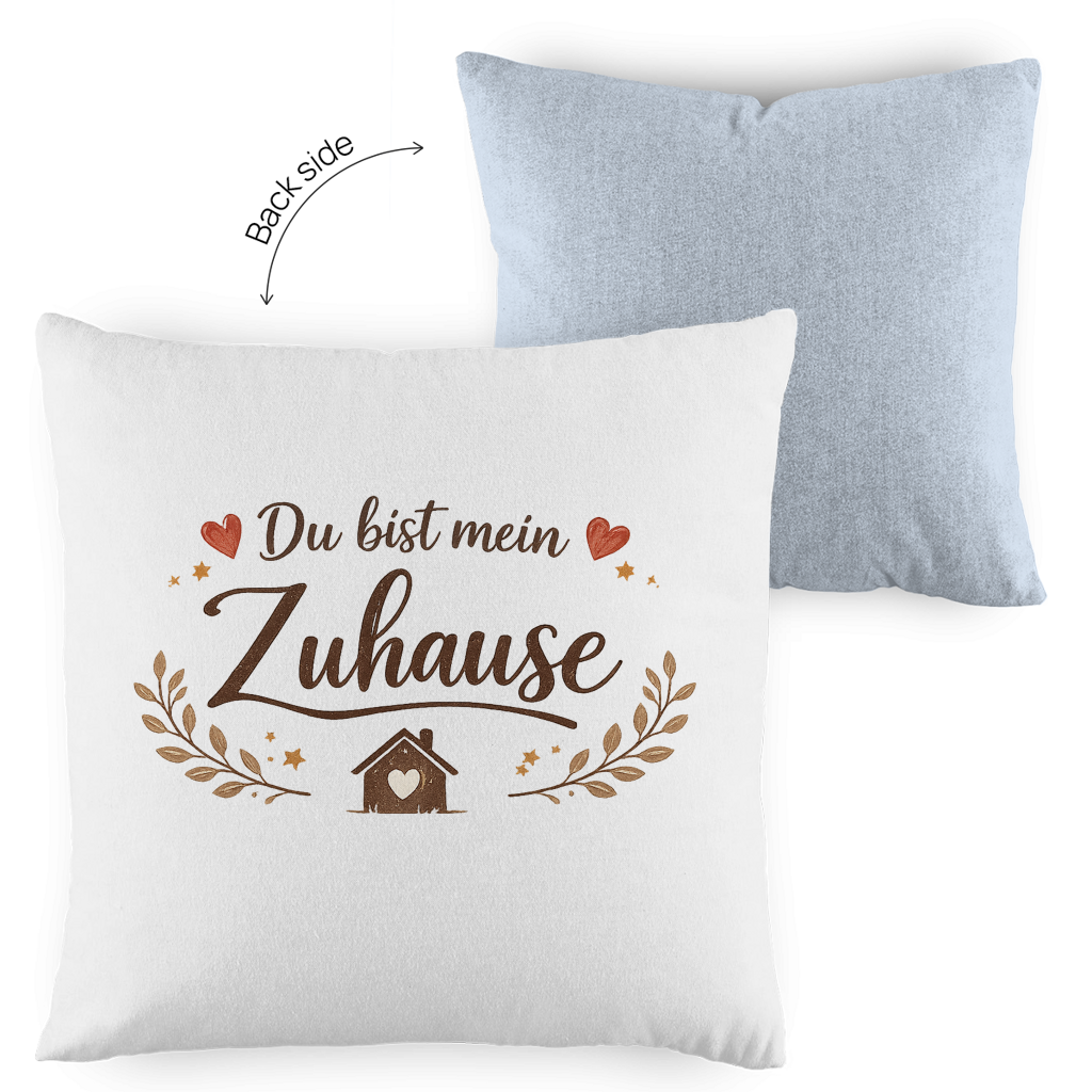 Kopfkissen zweifarbig „Du bist mein Zuhause“ – Romantisches Geschenk
