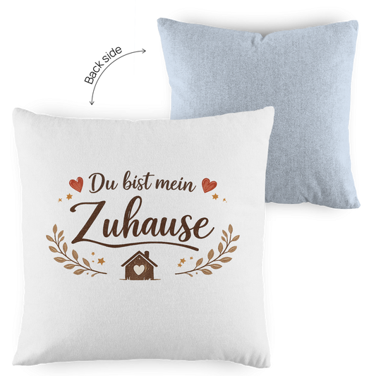 Kopfkissen zweifarbig „Du bist mein Zuhause“ – Romantisches Geschenk