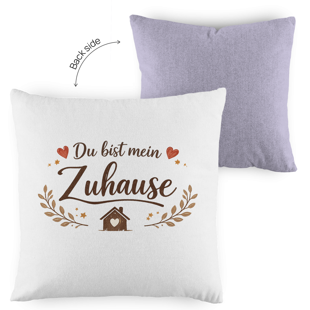 Kopfkissen zweifarbig „Du bist mein Zuhause“ – Romantisches Geschenk