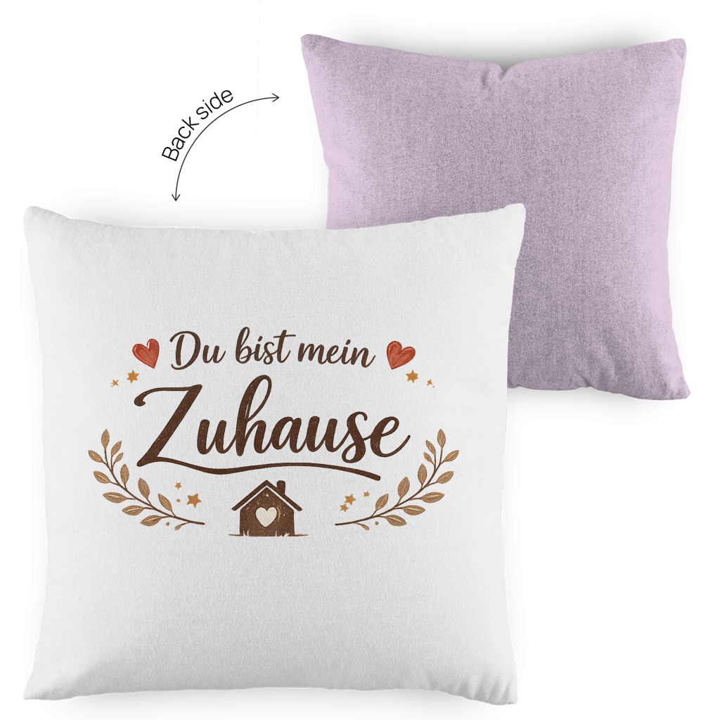 Kopfkissen zweifarbig „Du bist mein Zuhause“ – Romantisches Geschenk